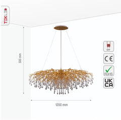 Modern Crystal Glass Droplet Teardrop Chandelier Ceiling Light 13xG9 1200mm