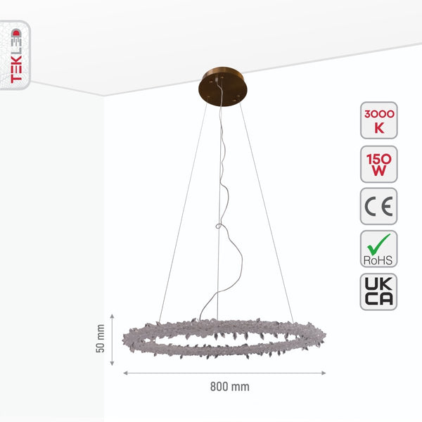 Modern Quartz Round Chandelier Ceiling Light with Built-in LED 150W