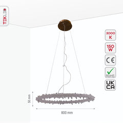 Modern Quartz Round Chandelier Ceiling Light with Built-in LED 150W