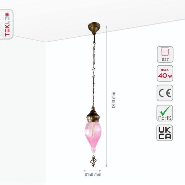 Moroccan Style Antique Brass Glass Oriental Ceiling Pendant Light E27