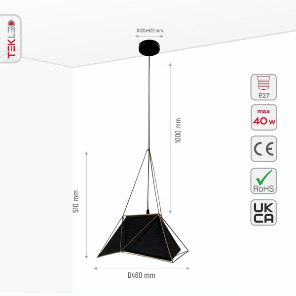Murcielago Metal Pendant Ceiling Light E27 460 mm