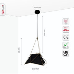 Murcielago Metal Pendant Ceiling Light E27 460 mm