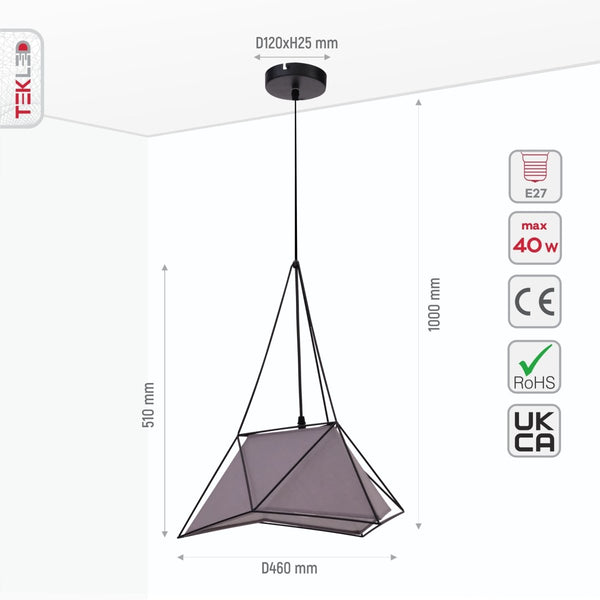 Murcielago Metal Pendant Ceiling Light E27 460 mm