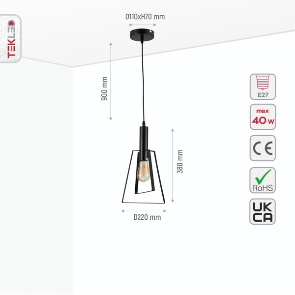 Nordic Black Cage Pendant Ceiling Light E27