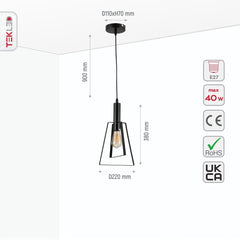 Nordic Black Cage Pendant Ceiling Light E27