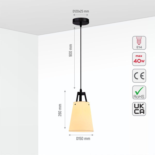 Off White Frustum Fabric Shade Pendant Ceiling Light E14 Fitting