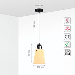 Off White Frustum Fabric Shade Pendant Ceiling Light E14 Fitting