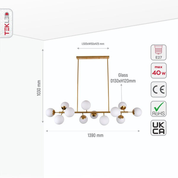 Modern Molecule Style Amber Smoky Opal Glass Globe Gold Black Metal Body Island Chandelier Ceiling Light