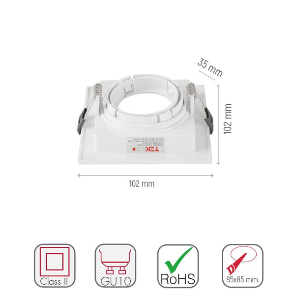 Polycarbonate Rectangle Grill Tilt Recessed Downlight GU10