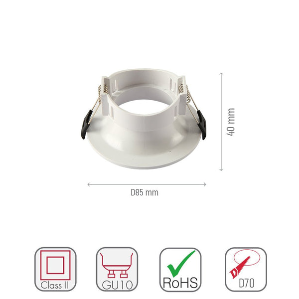 Round Anti Glare Polycarbonate Recessed Fixed Downlight GU10 White or Black