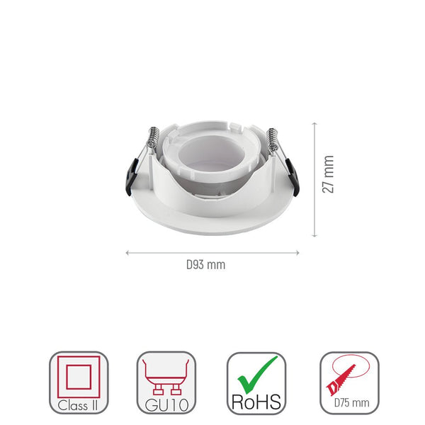 Round Polycarbonate Tilt Recessed Downlight GU10 White or Black