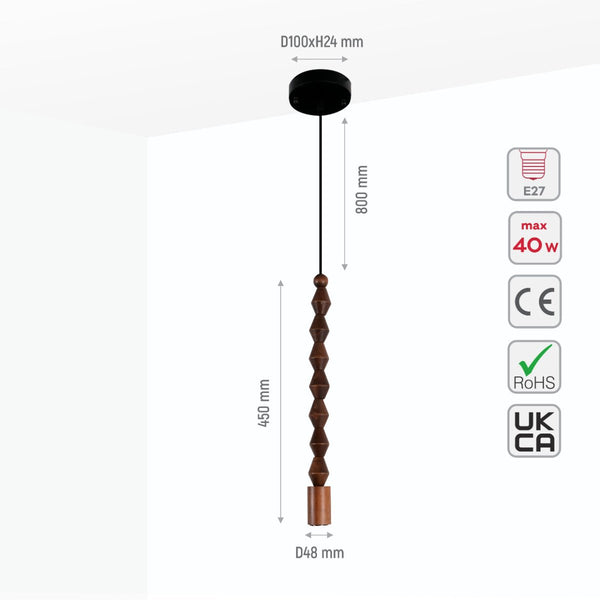Stone Balance Wood Marble Stack Pendant Ceiling Light E27