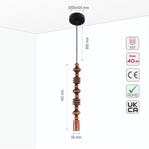 Stone Balance Wood Marble Stack Pendant Ceiling Light E27
