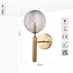 Minimal Striped Reeded Clear-Opal Globe Wall Light