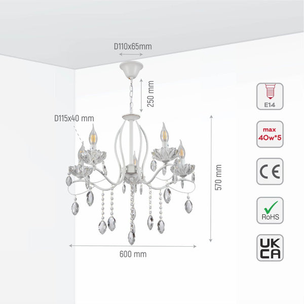 Tabitha Mediterranean Elegant Transitional Elizabeth Style Crystal Chandelier Ceiling Light E14