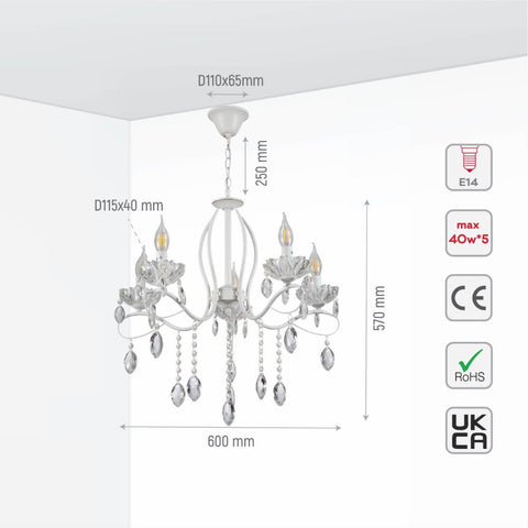 Tabitha Mediterranean Elegant Transitional Elizabeth Style Crystal Chandelier Ceiling Light E14