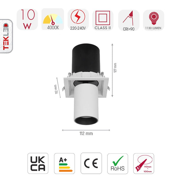 Telescopic Swivel Tilt Adjustable Retractable In-Out LED Rectangle Downlight