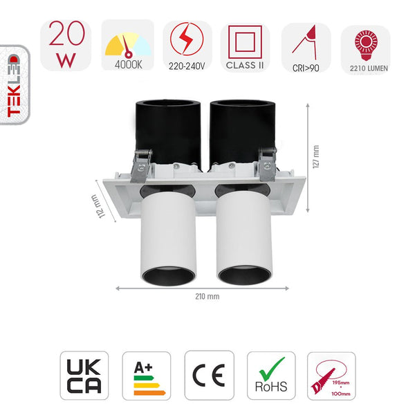 Telescopic Swivel Tilt Adjustable Retractable In-Out LED Rectangle Downlight