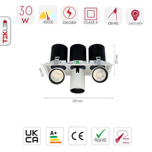 Telescopic Swivel Tilt Adjustable Retractable In-Out LED Rectangle Downlight