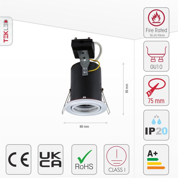 Tilt Pressed Steel Fire Rated Downlight IP20 GU10 Fitting