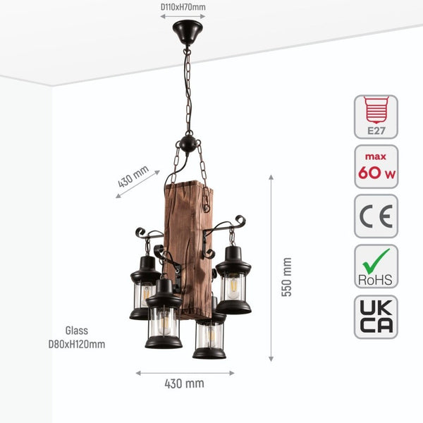 Farmhouse Wood Beam Marine Nautical Kitchen Island Chandelier Ceiling Light