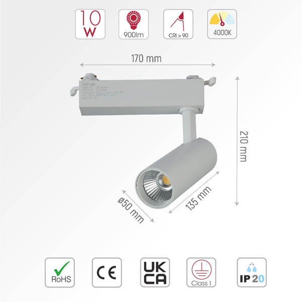 Tracklight 3-wire Single Line 10W Cool White 4000K