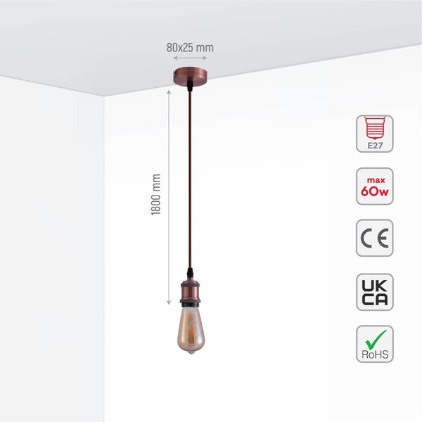 Vintage Industrial Retro Basic Pendant Ceiling Light E27