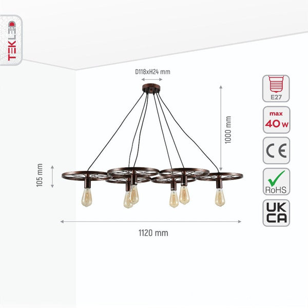 Vintage Industrial Wagon Wheel Chandelier Pendant Ceiling Light E27