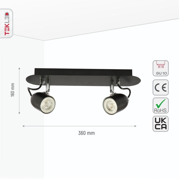 Black Cone Shade Black Chrome Metal Body Ceiling and Wall Light GU10