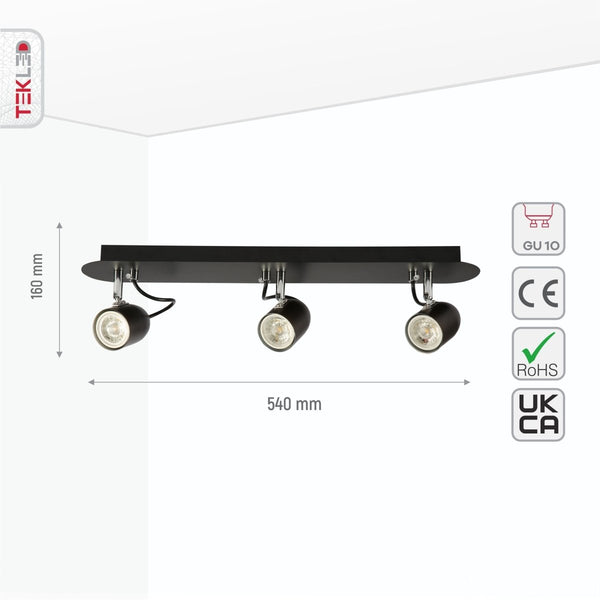 Black Cone Shade Black Chrome Metal Body Ceiling and Wall Light GU10