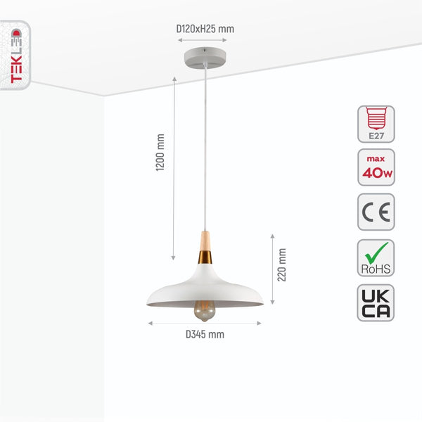 Capo Funnel Cone Flat Nordic Wood Top Designer Metal Pendant Ceiling Light E27