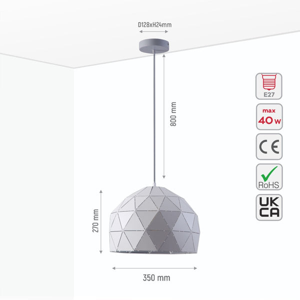 Triangle Laser Cut Metal Dome Pendant Ceiling Light E27