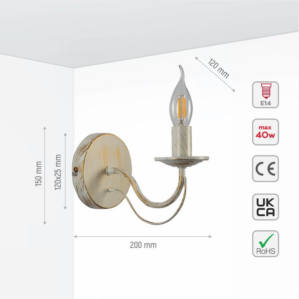 White Rice Metal Wall Light E14 Fitting
