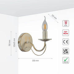 White Rice Metal Wall Light E14 Fitting