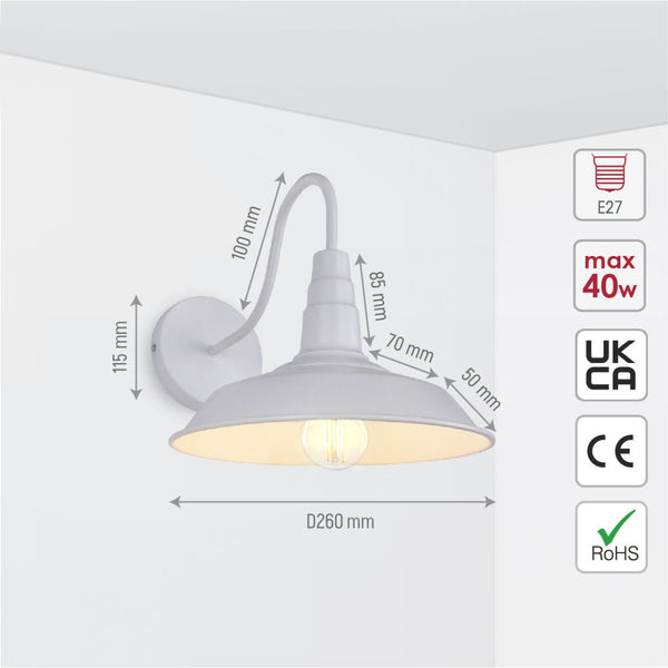 Swan Step Metal Industrial Retro Wall Light E27 Fitting