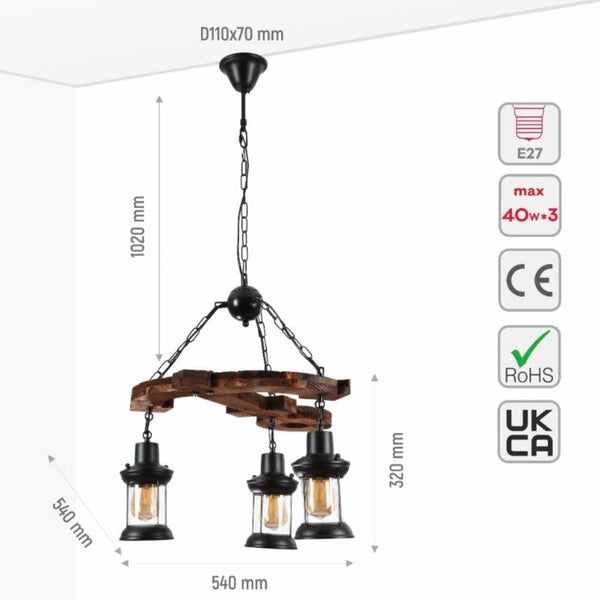 Farmhouse Wood Beam Marine Nautical Kitchen Island Chandelier Ceiling Light