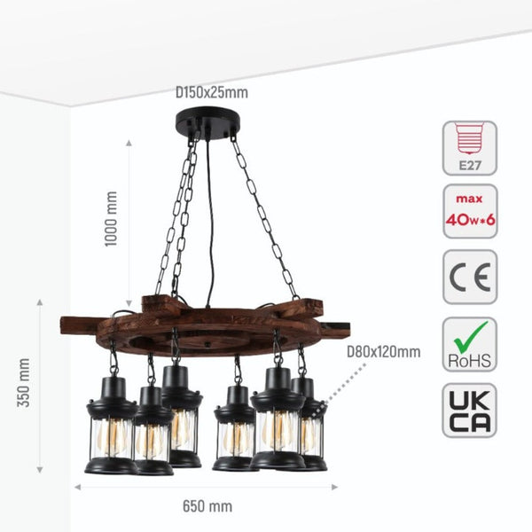 Farmhouse Wood Beam Marine Nautical Kitchen Island Chandelier Ceiling Light