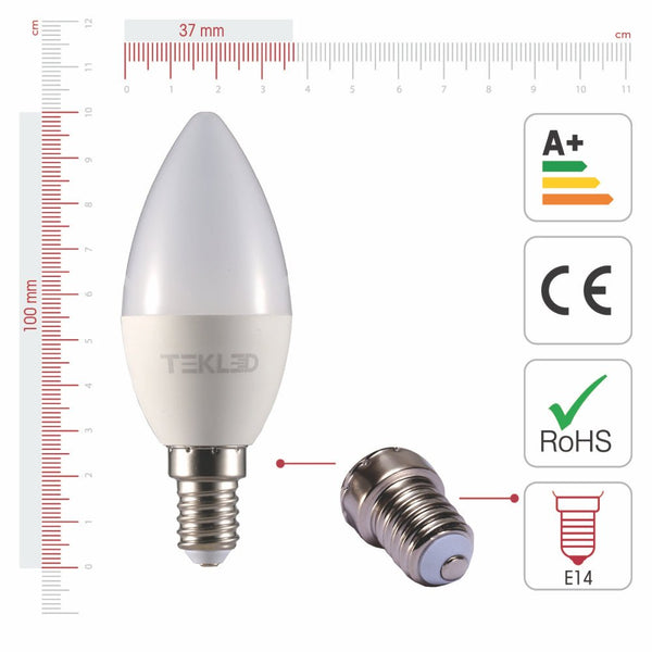 Vela LED Candle Bulb C37 Dimmable E14 Small Edison Screw 5W Pack of 6