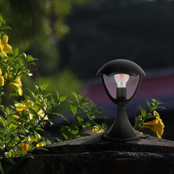 Megan Outdoor Pedestal Pillar Lantern Light E27 Black