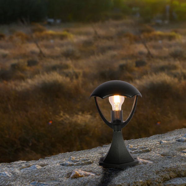Megan Outdoor Pedestal Pillar Lantern Light E27 Black