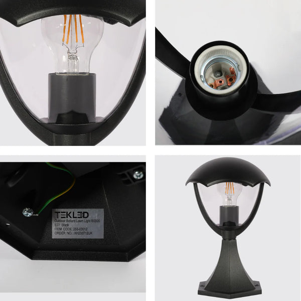 Megan Outdoor Pedestal Pillar Lantern Light E27 Black