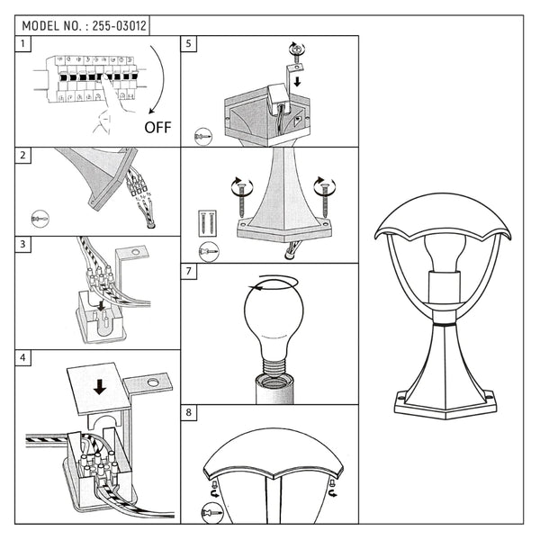 Megan Outdoor Pedestal Pillar Lantern Light E27 Black