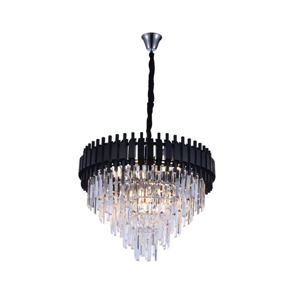 Metropolitan Square Beam Design Tiered Crystal Modern Chandelier Ceiling Light