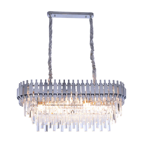 Metropolitan Square Beam Design Tiered Crystal Modern Chandelier Ceiling Light
