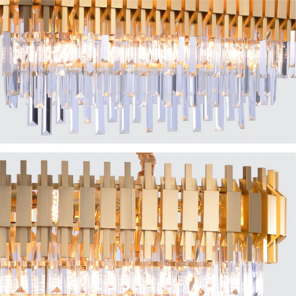 Metropolitan Square Beam Design Tiered Crystal Modern Chandelier Ceiling Light