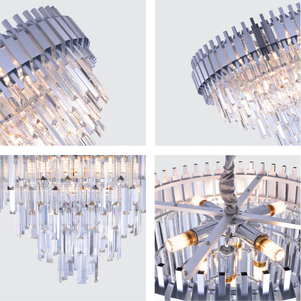 Metropolitan Square Beam Design Tiered Crystal Modern Chandelier Ceiling Light
