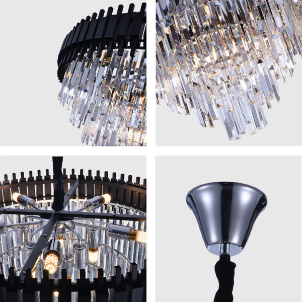 Metropolitan Square Beam Design Tiered Crystal Modern Chandelier Ceiling Light