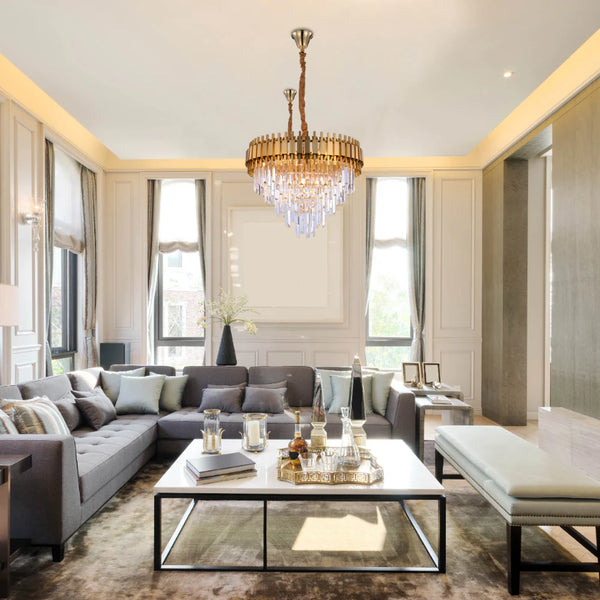 Metropolitan Square Beam Design Tiered Crystal Modern Chandelier Ceiling Light