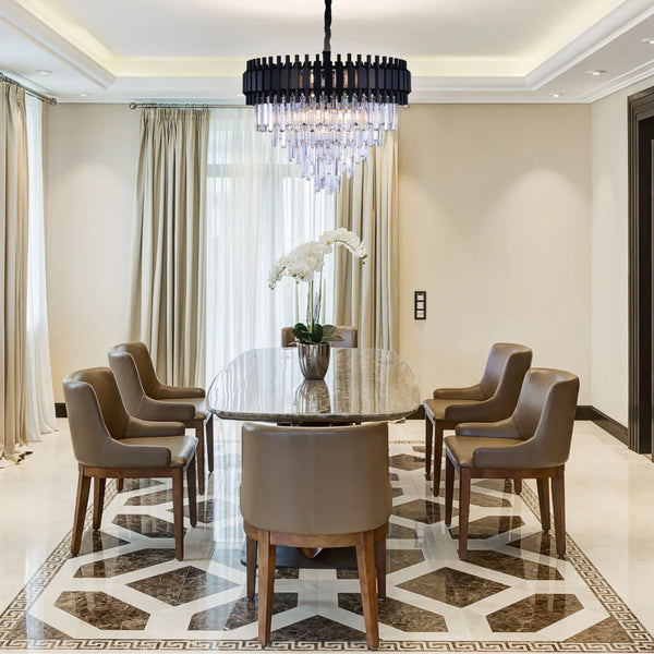 Metropolitan Square Beam Design Tiered Crystal Modern Chandelier Ceiling Light