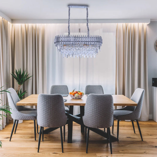 Metropolitan Square Beam Design Tiered Crystal Modern Chandelier Ceiling Light